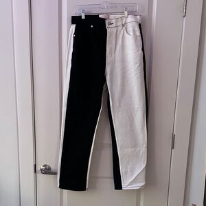Black and White Colorblock Jeans